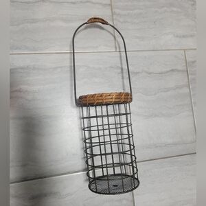 Source Unknown Silver and Brown Sturdy Wire Basket 16 X 4.5"